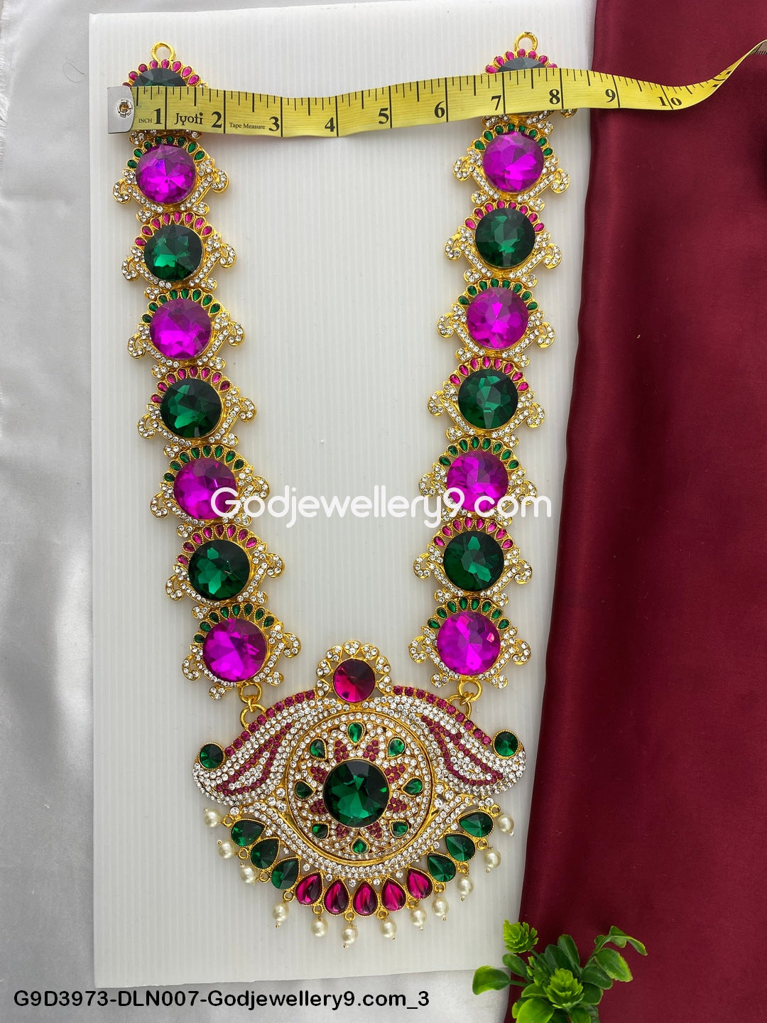 Temple God 1 Step Long Haram Necklace for Deity Alankaram G9D3973-DLN007-Godjewellery9.com 3
