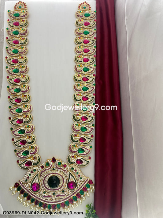 Temple God Haram 1 Step Long Necklace for Deity Murti G93969-DLN042-Godjewellery9.com 1