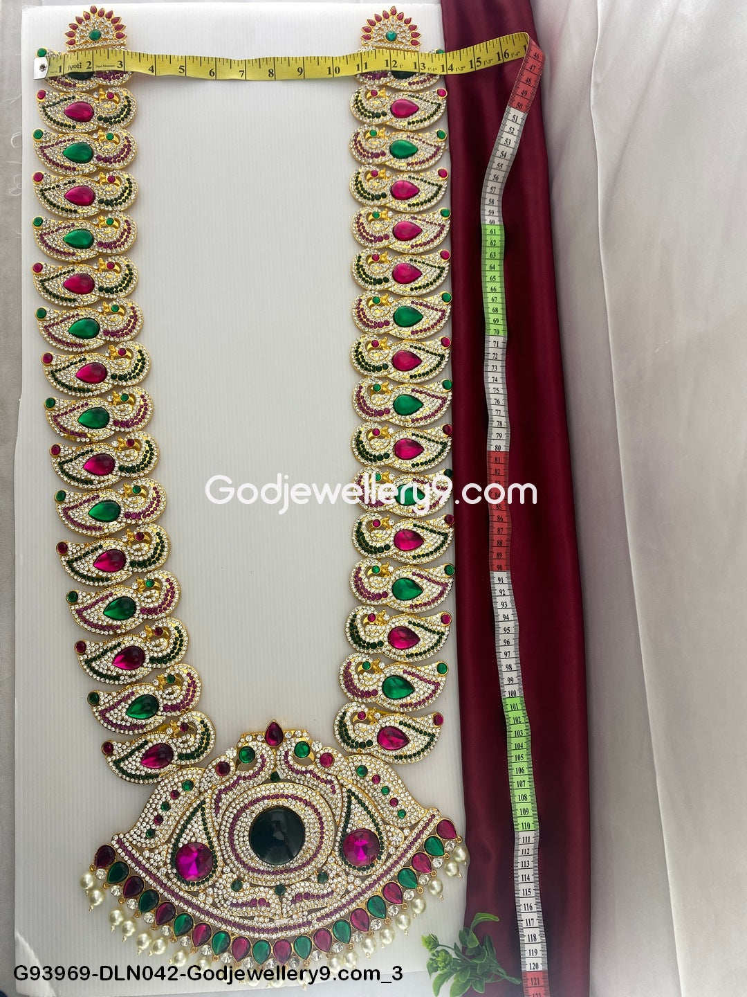 Temple God Haram 1 Step Long Necklace for Deity Murti G93969-DLN042-Godjewellery9.com 3