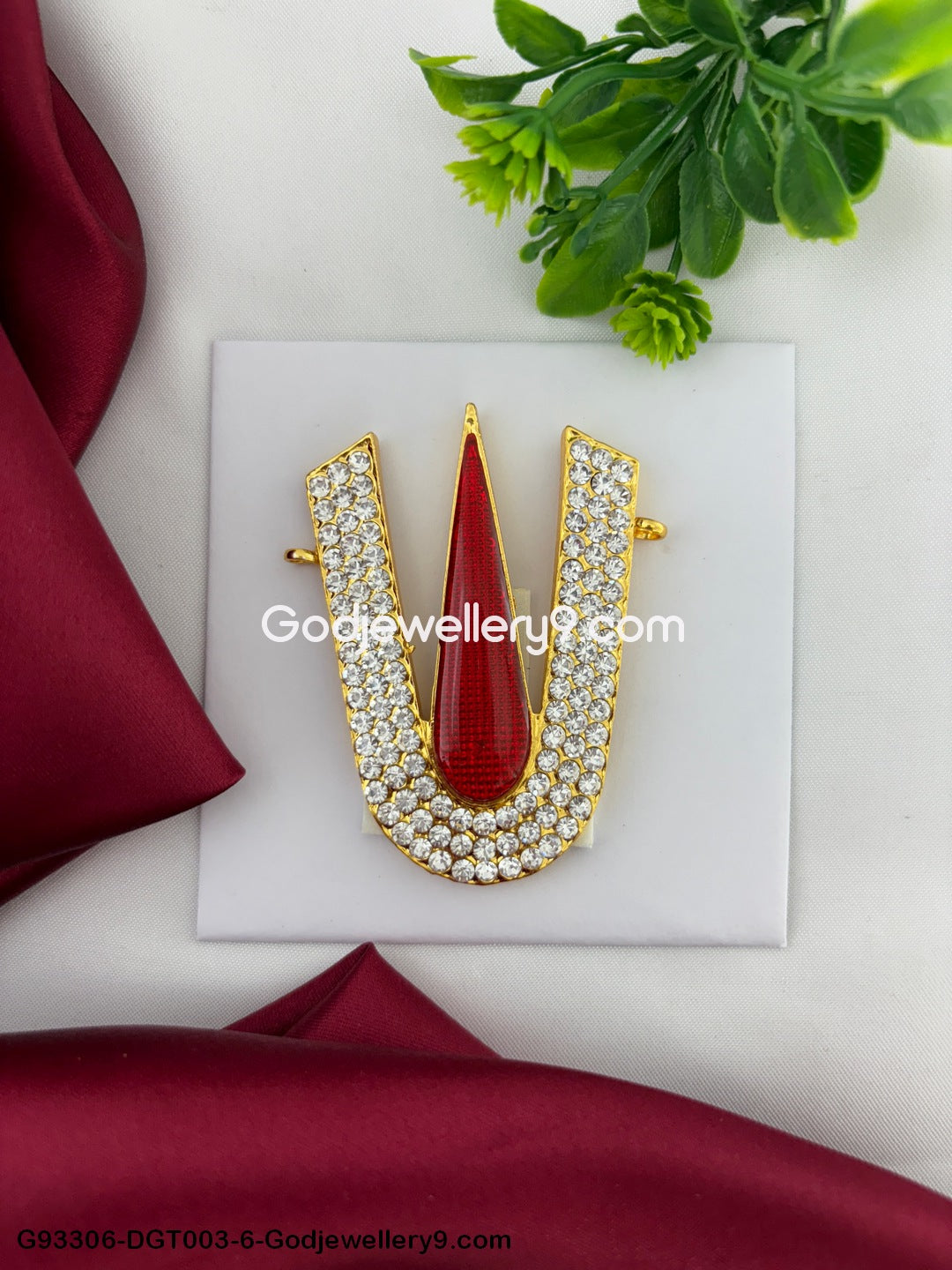 Temple Tilka Namam For Murti Idols And Vishnu Balaji Perumal Ornaments God Deity Swamy Alankaram pooja Red White Stone Tirupati Namam Shringar G93306-DGT003-6.jpg?v=1742831307