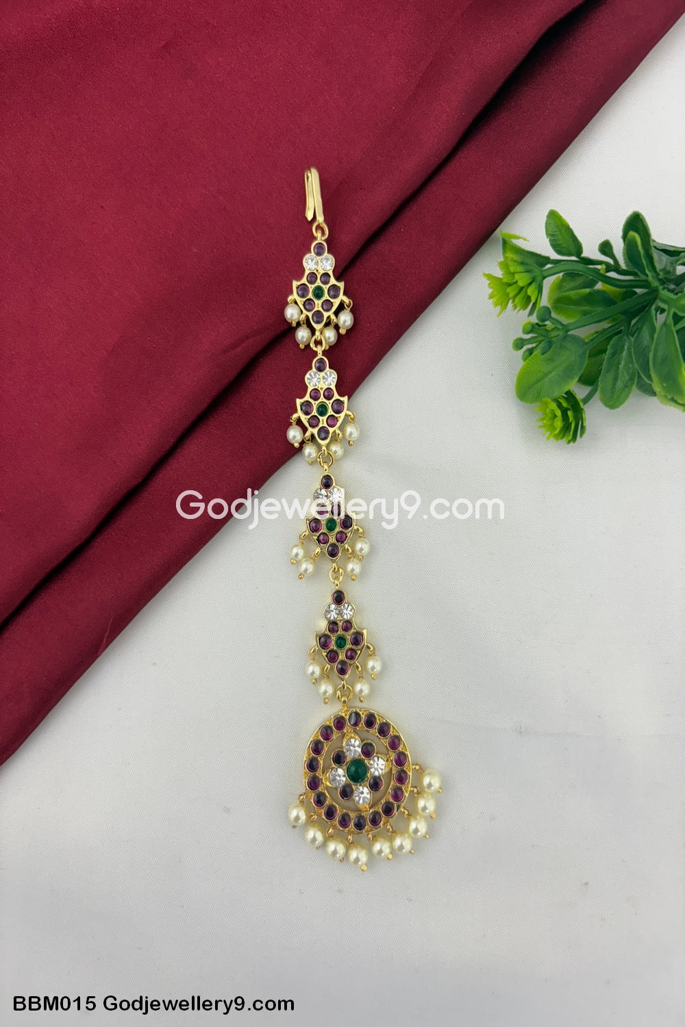 Tradition Bharatanatyam Kemp Maang Tikka Brass Godjewellery9 BBM015