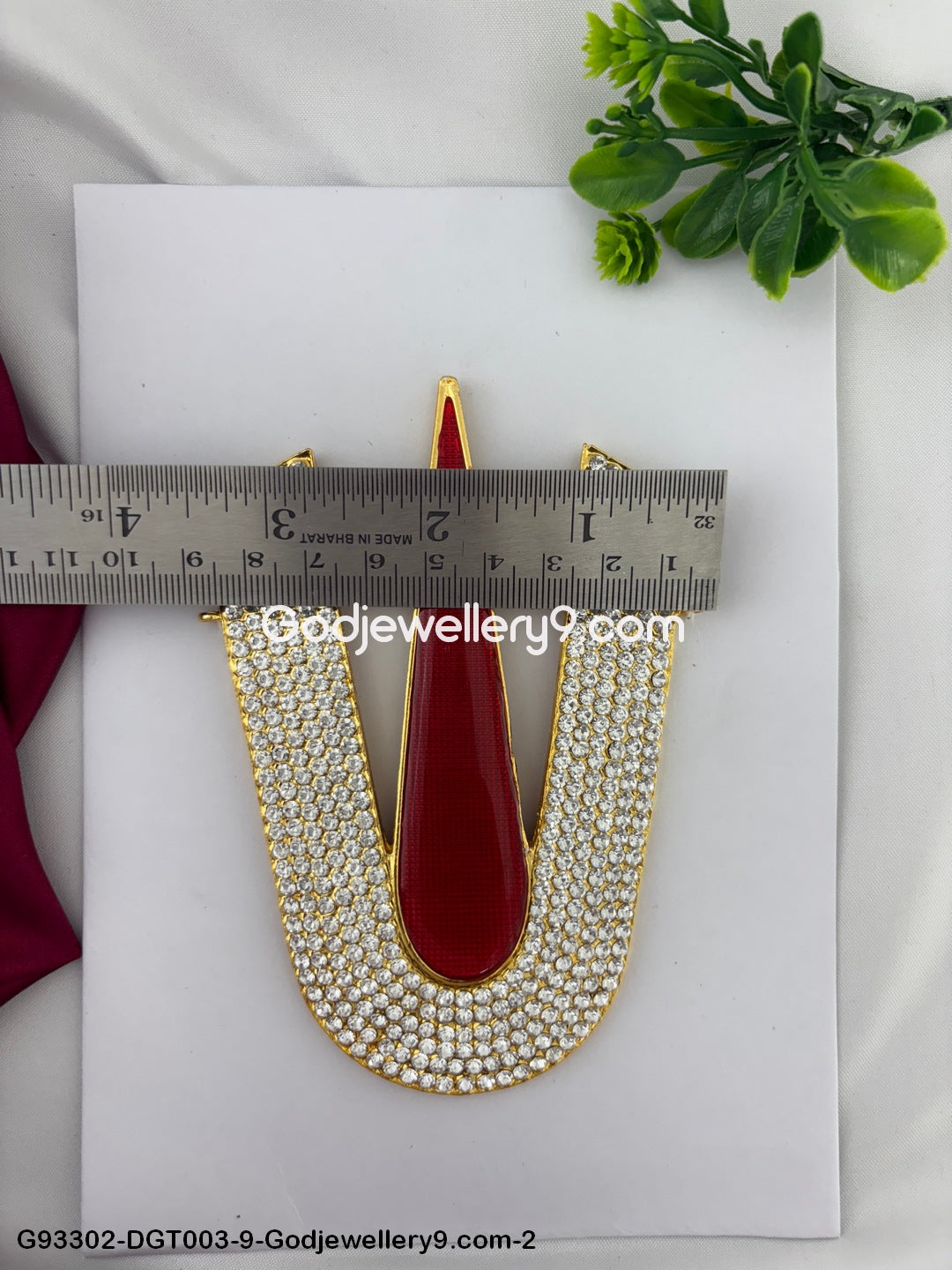 U Shape Namam Tilak For Murti Idols Temple And Vishnu Balaji Perumal Ornaments God Deity Swamy Alankaram pooja Red White Stone Tirupati Namam Shringar G93302-DGT003-92.jpg?v=1742831303