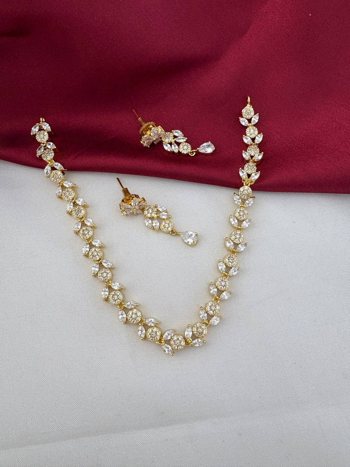 Bollywood Glam AD/CZ Statement Choker Set – Bollywood Glam AD Stone Statement Choker Set with matching earrings – view 2