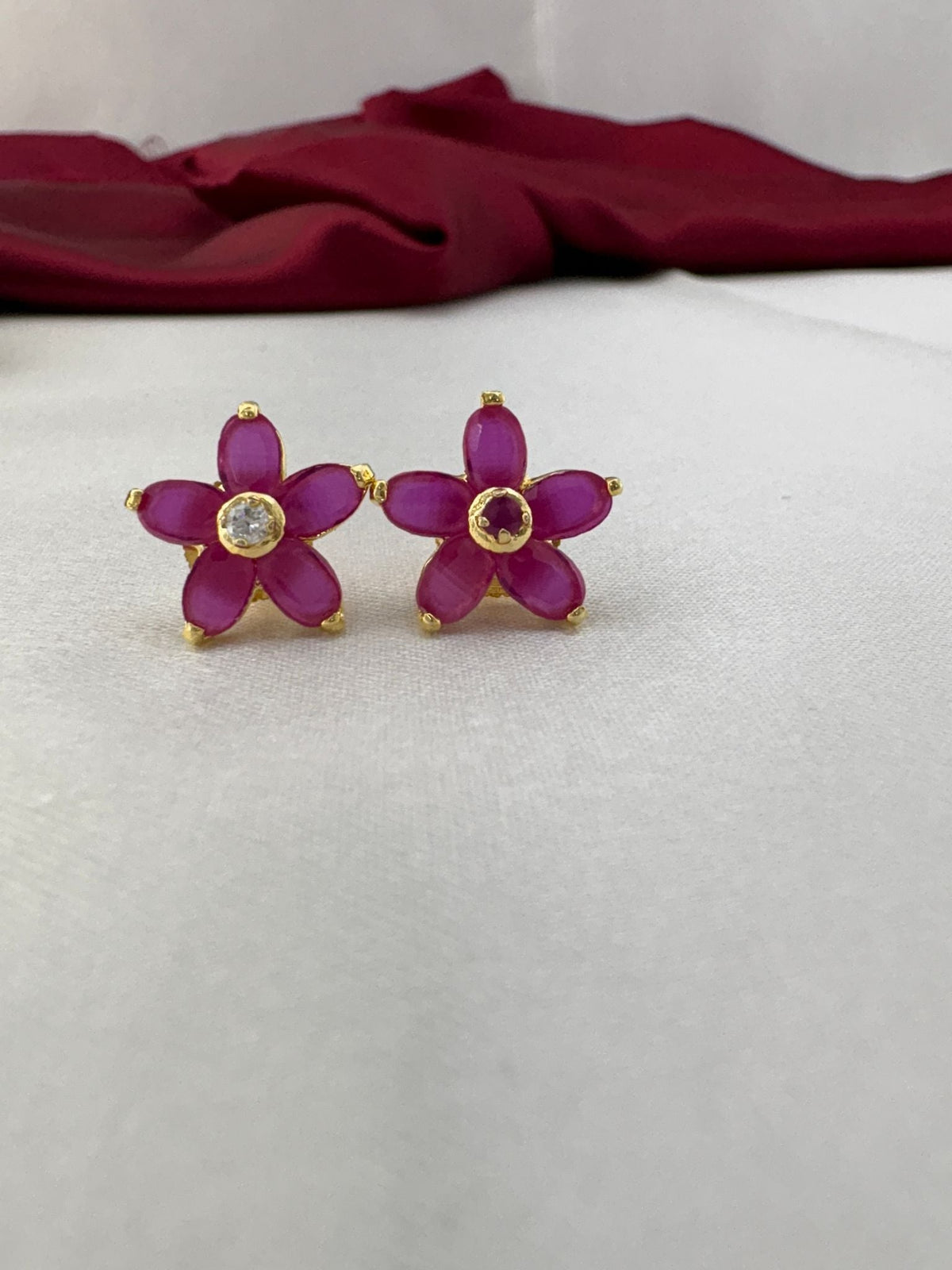 Candy Pink AD Stud Earrings – Candy Pink sweet AD stud earrings pair featuring playful candy-inspired pink tones – front view