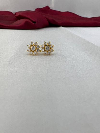 dewdrop white pear-cut AD stud earrings pair with compact white sparkle – front view