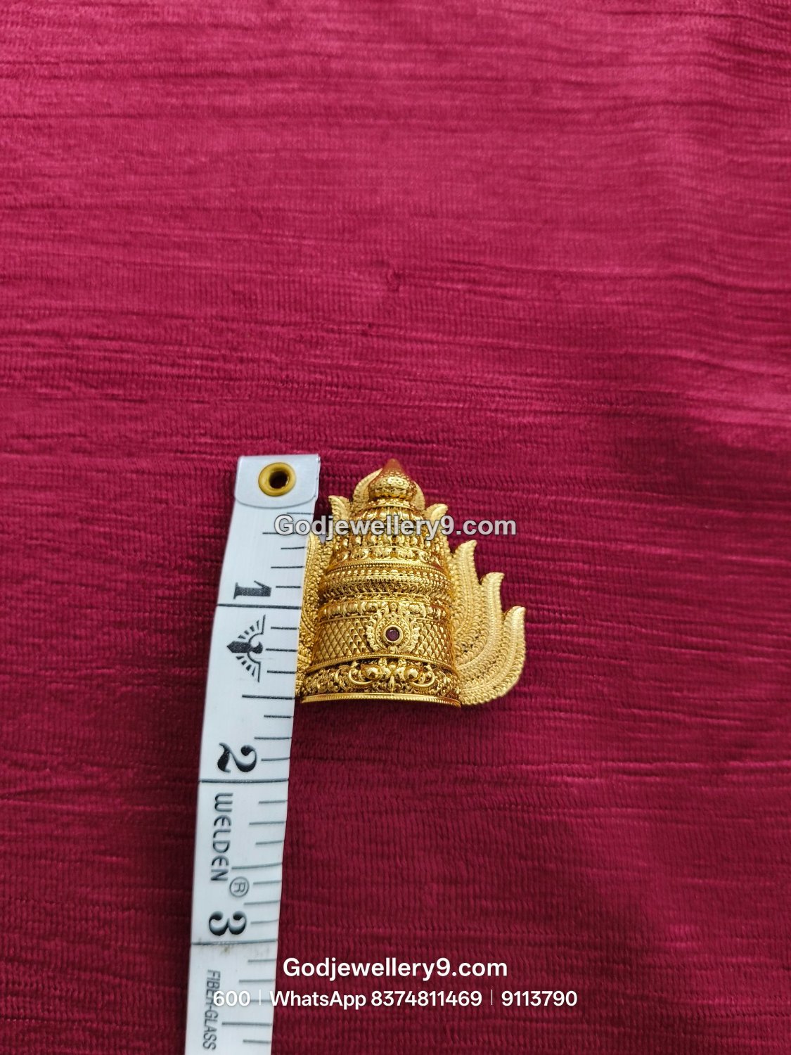 Gold-Plated intricate design Nakshi Jwala Crown – View 3