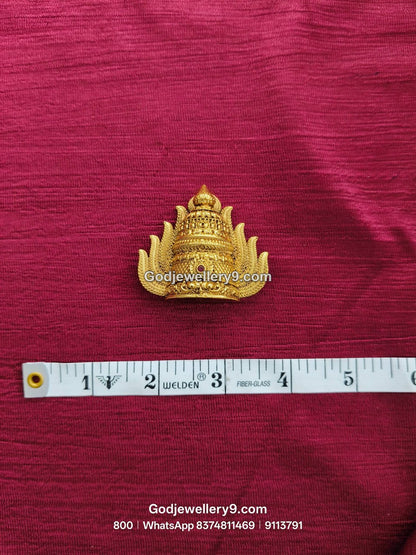 Gold-Plated pointed leaf-like embellishments Nakshi Jwala Crown – View 1