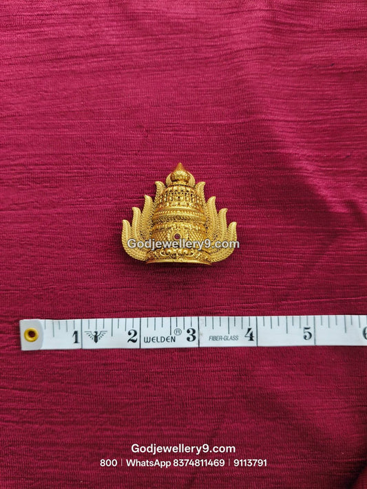 Gold-Plated pointed leaf-like embellishments Nakshi Jwala Crown – View 1
