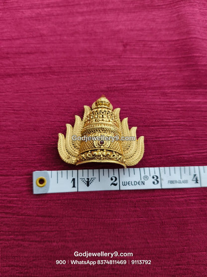 Gold-Plated red gemstone Nakshi Jwala Crown – View 2