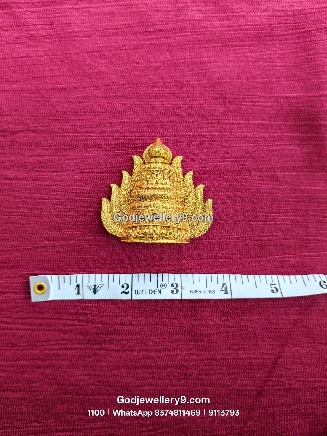 Gold-Plated leaf-like embellishments Nakshi Jwala Crown – View 1
