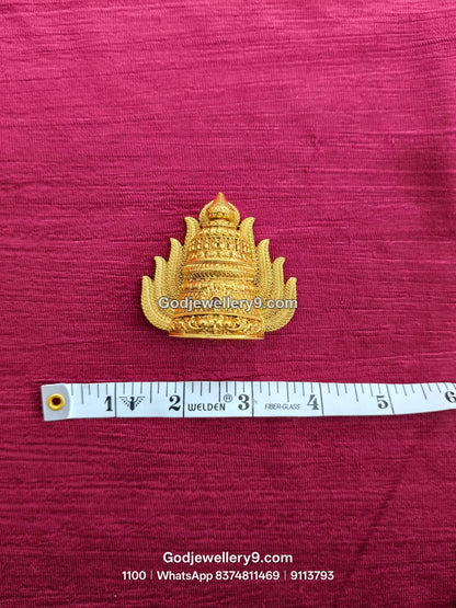 Gold-Plated leaf-like embellishments Nakshi Jwala Crown – View 1