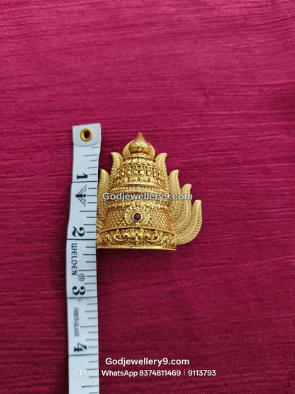 Gold-Plated leaf-like embellishments Nakshi Jwala Crown – View 3