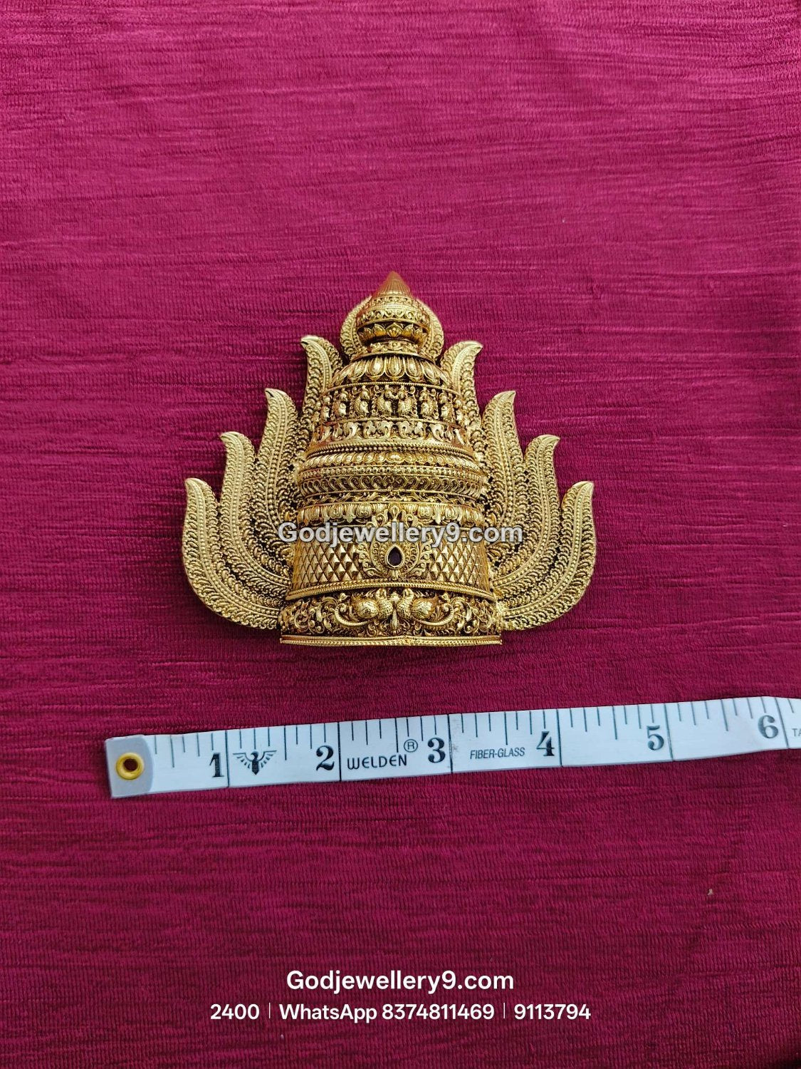 Gold-Plated gemstone accent Nakshi Jwala Crown – View 1