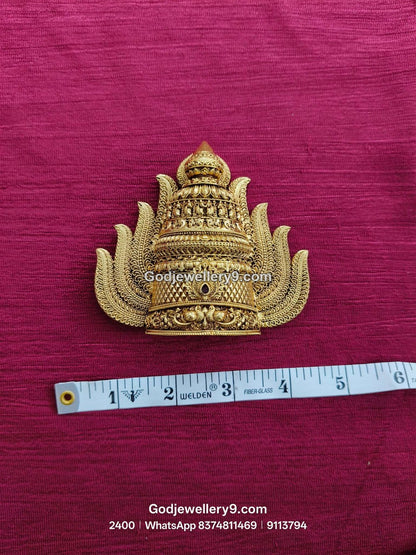 Gold-Plated gemstone accent Nakshi Jwala Crown – View 1
