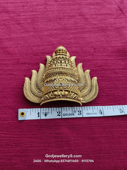Gold-Plated gemstone accent Nakshi Jwala Crown – View 2