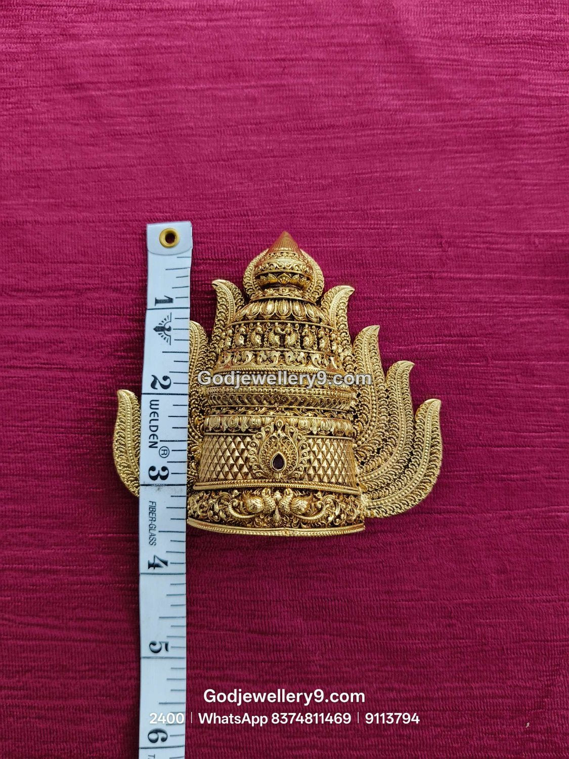 Gold-Plated gemstone accent Nakshi Jwala Crown – View 3