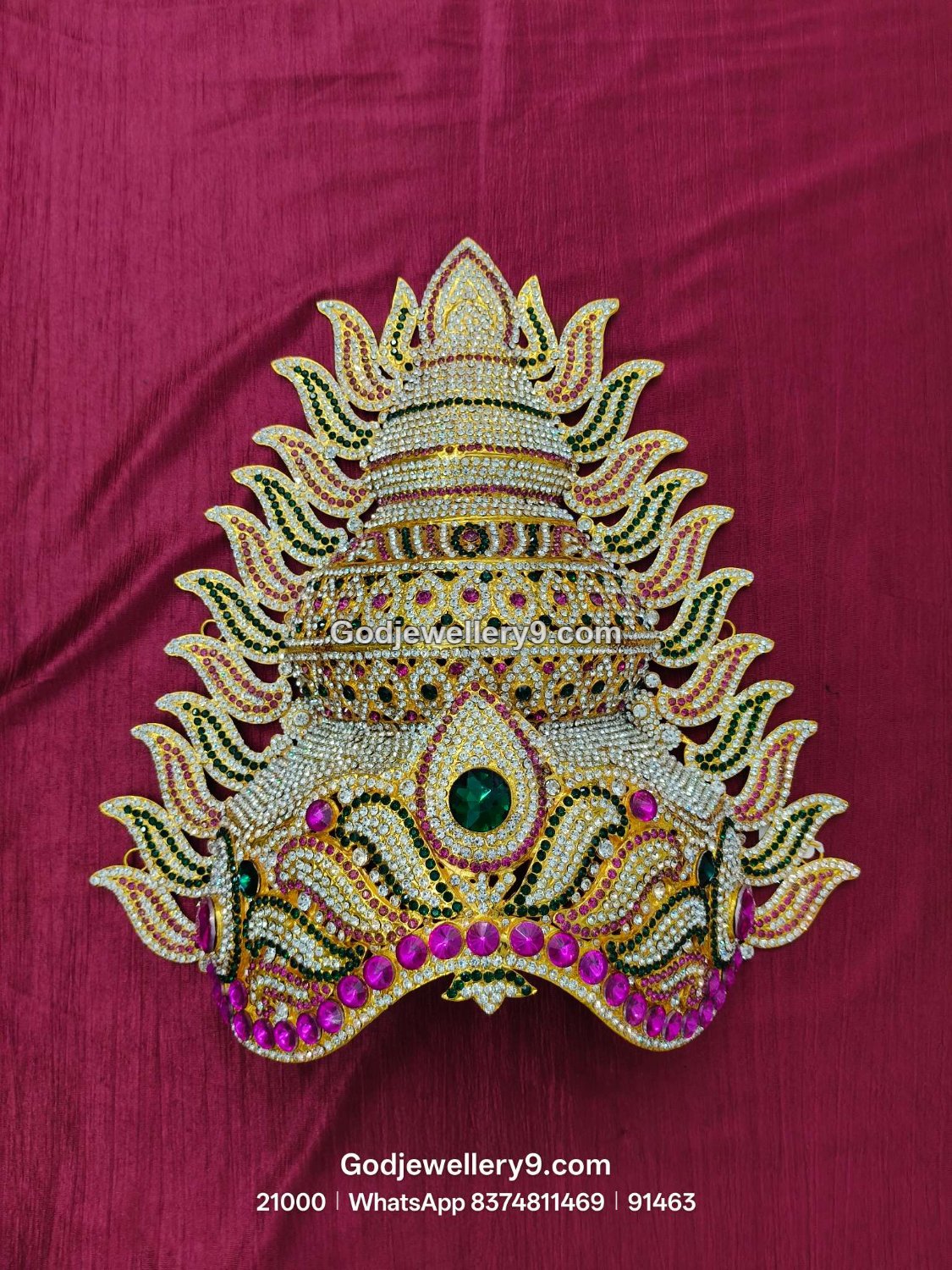 Stone Jwala Half Crown with Colored Stone Setting View 1