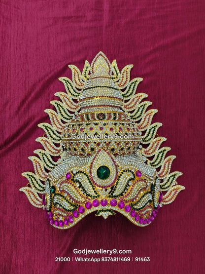 Stone Jwala Half Crown with Colored Stone Setting View 1