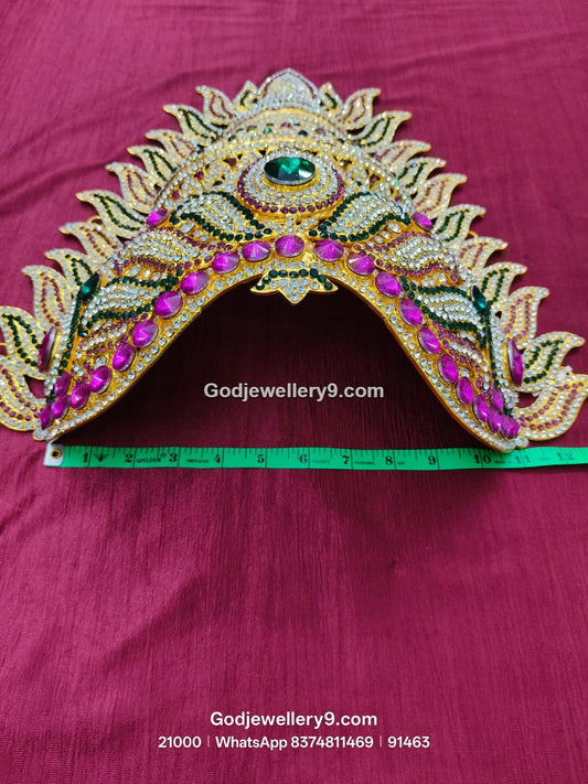 Stone Jwala Half Crown with Colored Stone Setting View 2