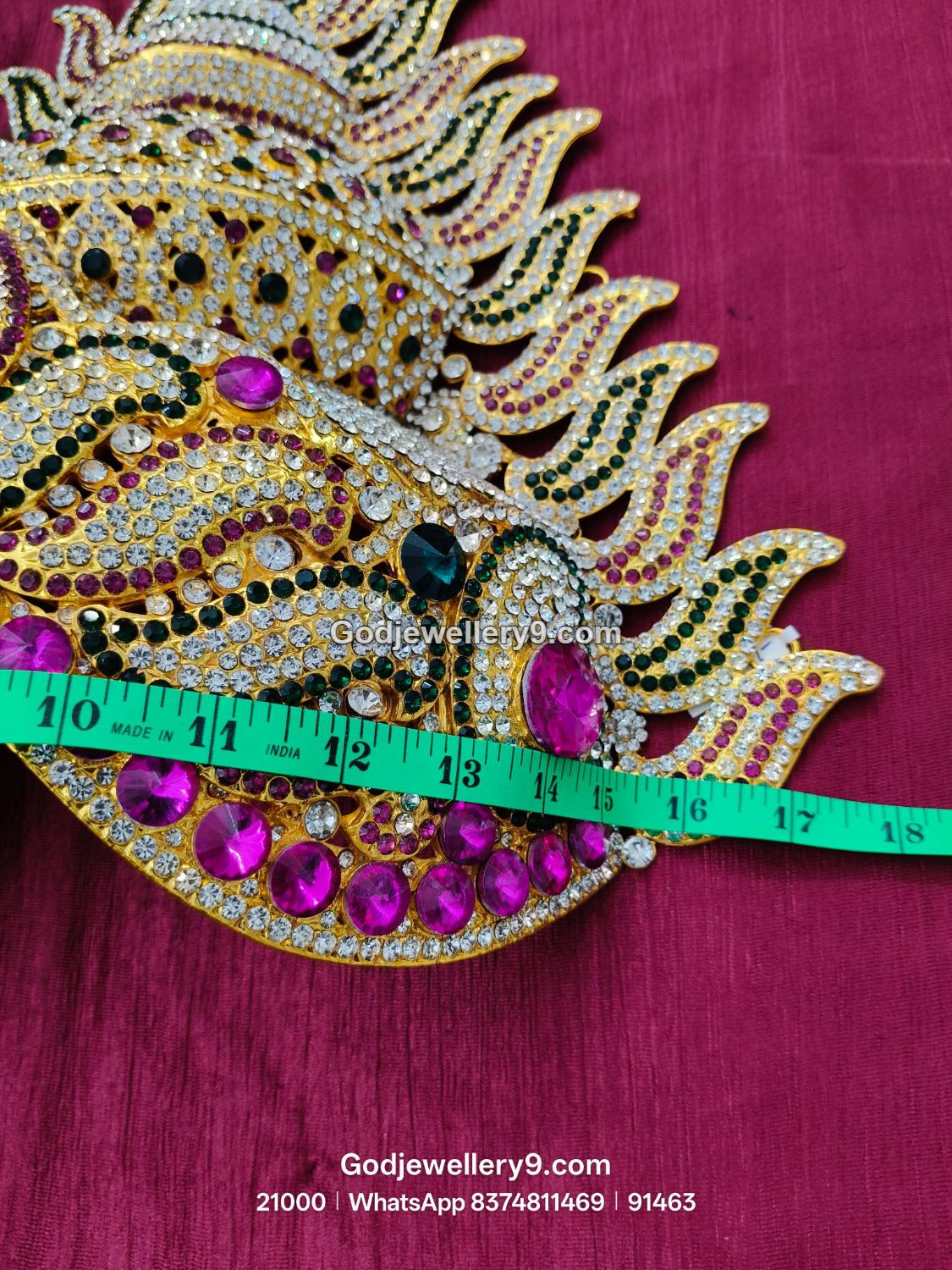 Stone Jwala Half Crown with Colored Stone Setting View 3