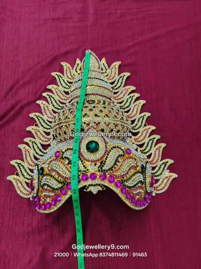 Stone Jwala Half Crown with Colored Stone Setting View 4