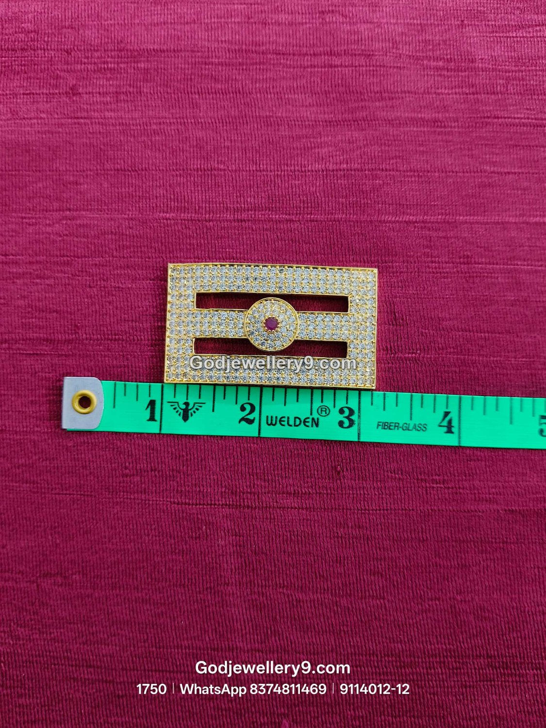 Large Shiva Tilak / Naamam with Gold Border and Round Red Center for Shiva idol forehead alankaram - front view - SKU 9114012
