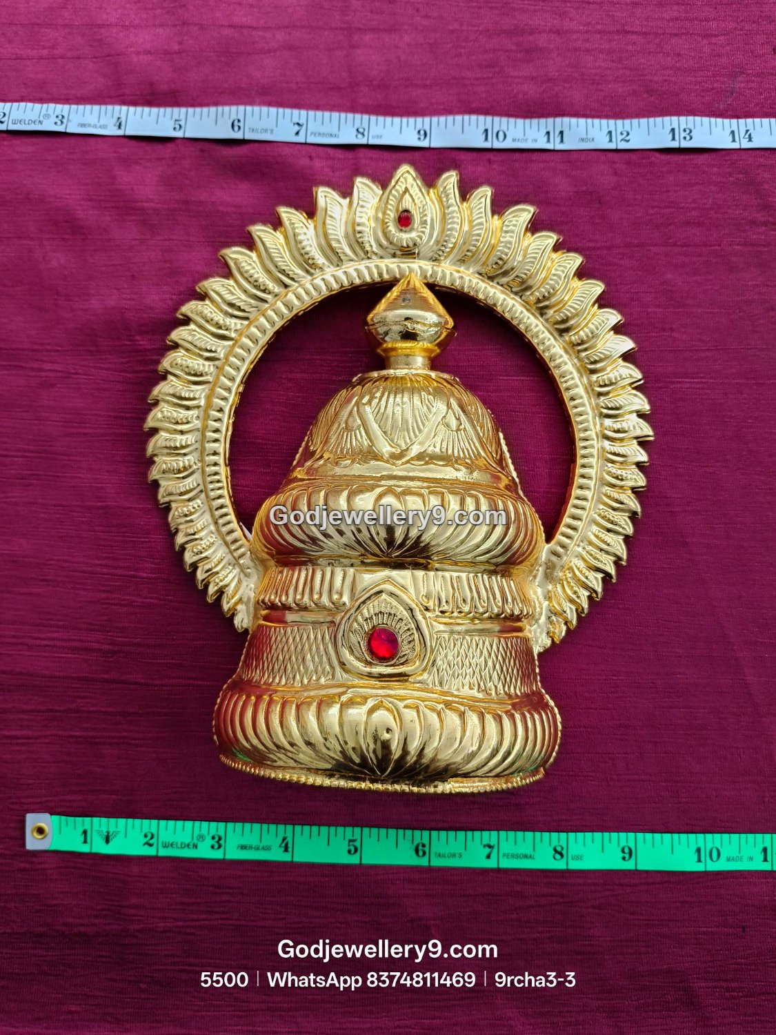 Rama Arch Crown with Large Red Stone Center View 1
