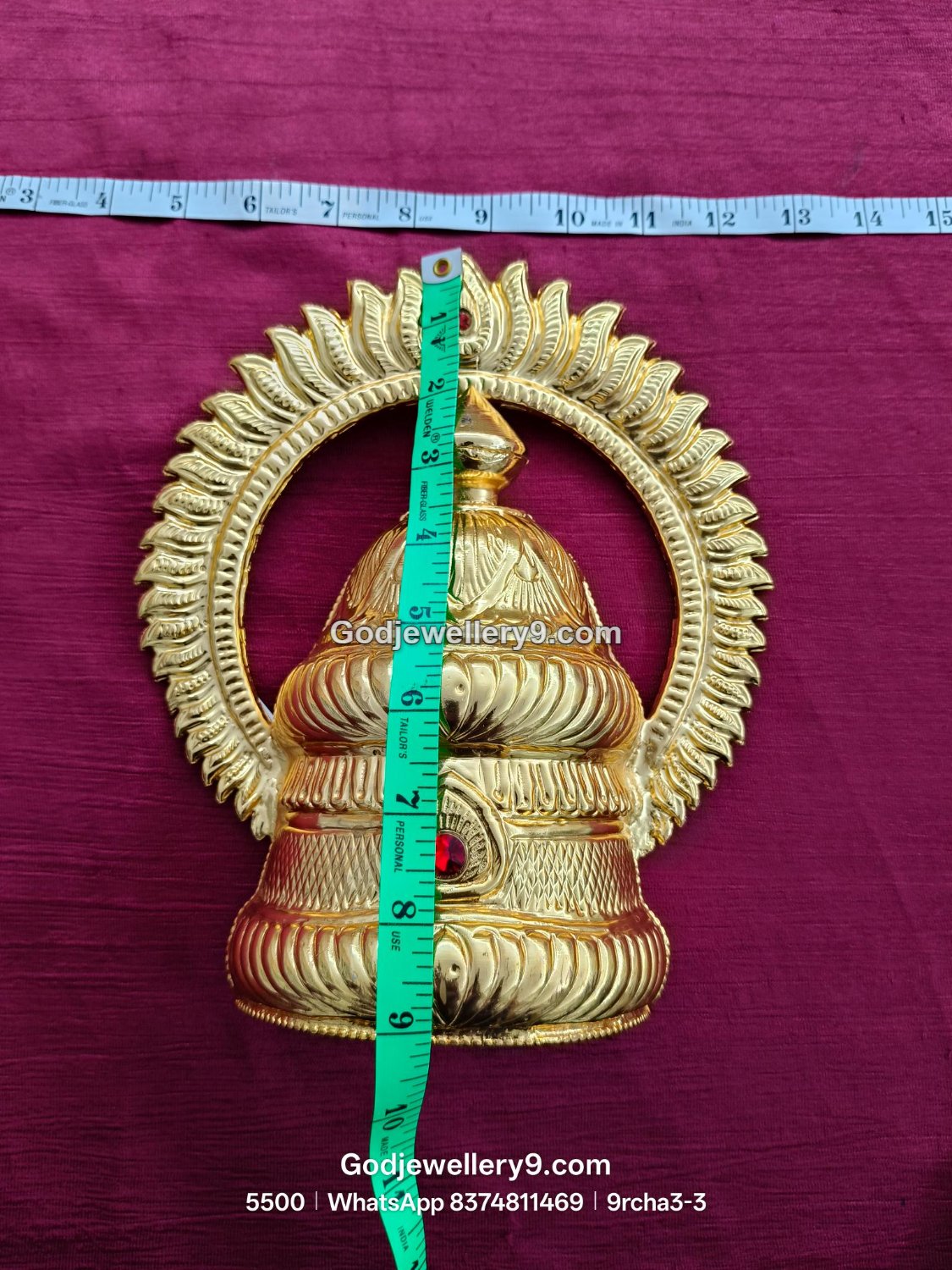 Rama Arch Crown with Large Red Stone Center View 3