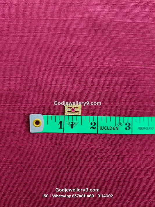 Small Shiva Tilak / Naamam with Gold Base and Red Center Stone for Shiva idol forehead alankaram - front view - SKU 9114002