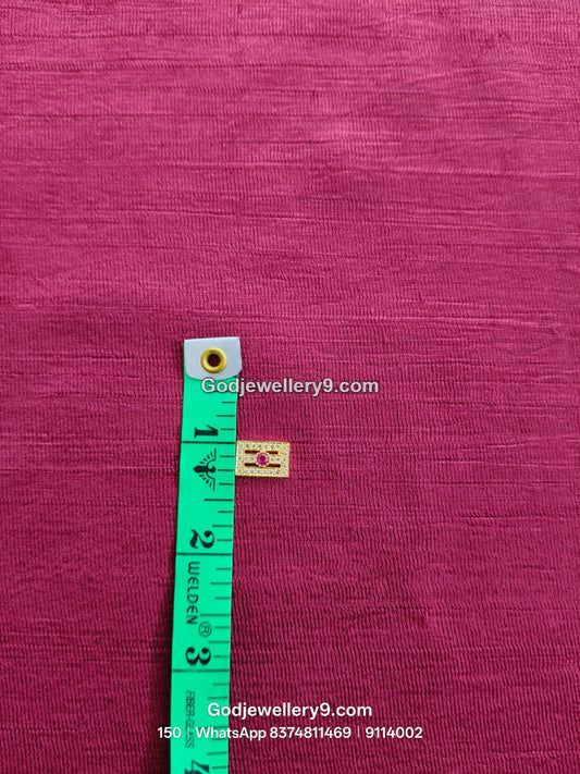 Small Shiva Tilak / Naamam with Gold Base and Red Center Stone for Shiva idol forehead alankaram - detail view - SKU 9114002