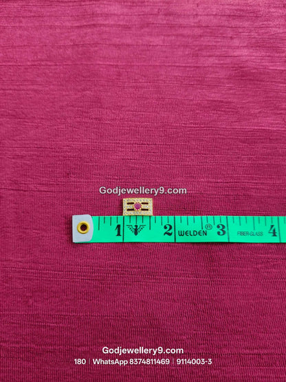 Small Shiva Tilak / Naamam with Twin Bars and Red Stone Accent for Shiva idol forehead alankaram - front view - SKU 9114003