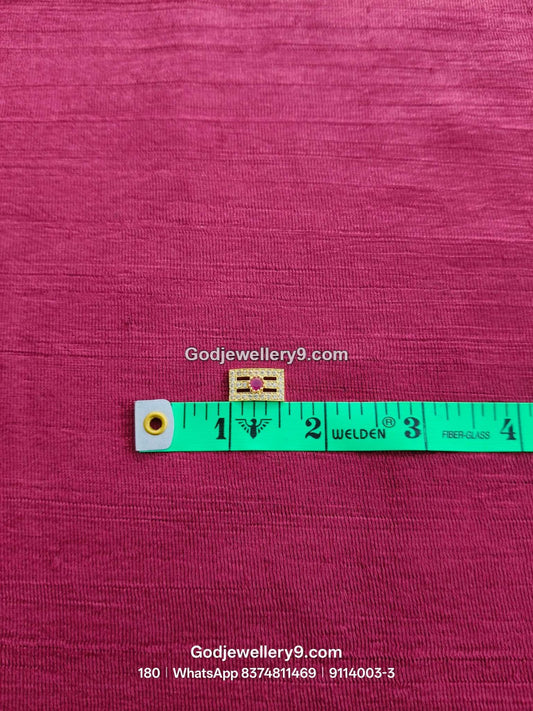 Small Shiva Tilak / Naamam with Twin Bars and Red Stone Accent for Shiva idol forehead alankaram - front view - SKU 9114003