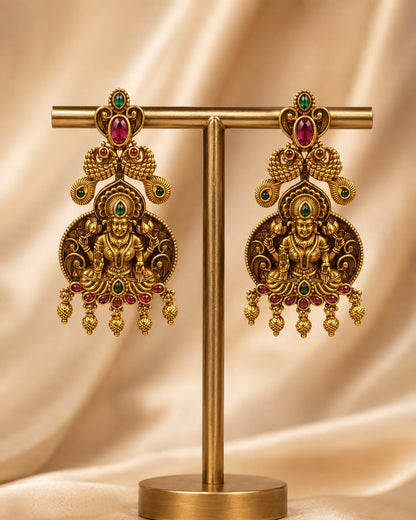 gold-plated ruby and emerald earrings for sarees, kurtas, and festive styling – view 5