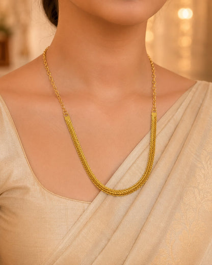 Layered Gold Tone Chain Necklace for Indian Occasion Wear – gold-polished necklace styled with Indian occasion wear – view 2