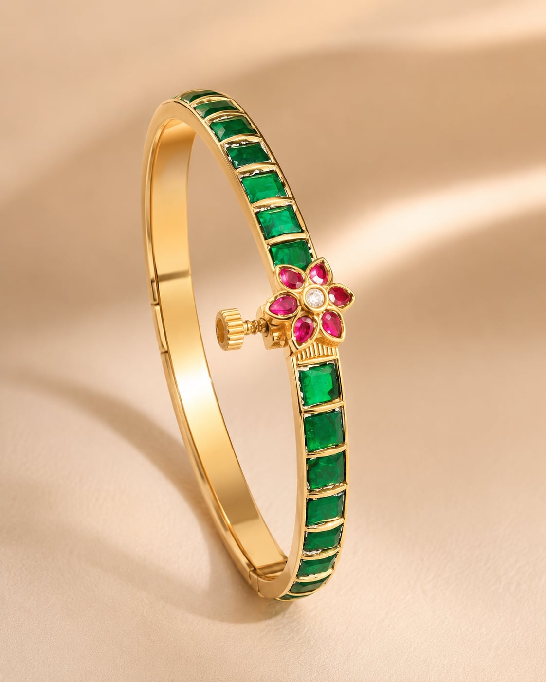 Jadau Kundan Single Row Floral Openable Kada Bangle for Festive Wrist Styling – jadau kundan openable kada bangle – view 13