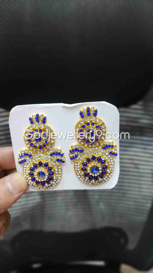 karna Pathakam Blue Earrings For Amman God Deity G11 Godjewellery9
