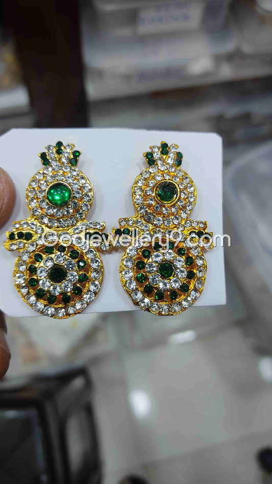 karna Pathakam Green Earrings For Amman God Deity G15 Godjewellery9