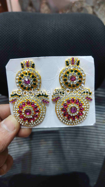 karna Pathakam Multicolor Earrings For Amman God Deity G12 Godjewellery9