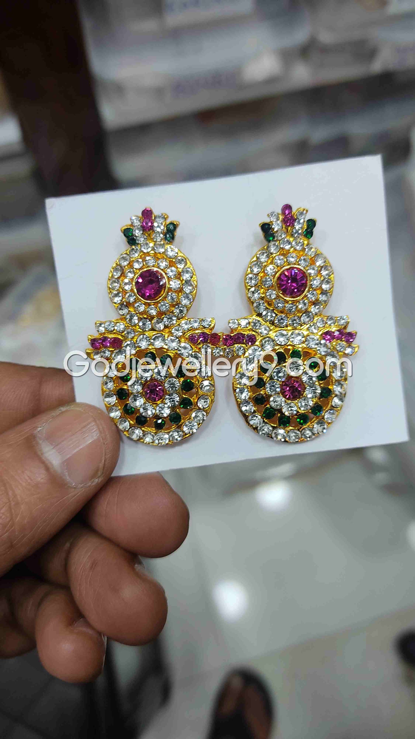 karna Pathakam Multicolor Earrings For Amman God Deity G14 Godjewellery9
