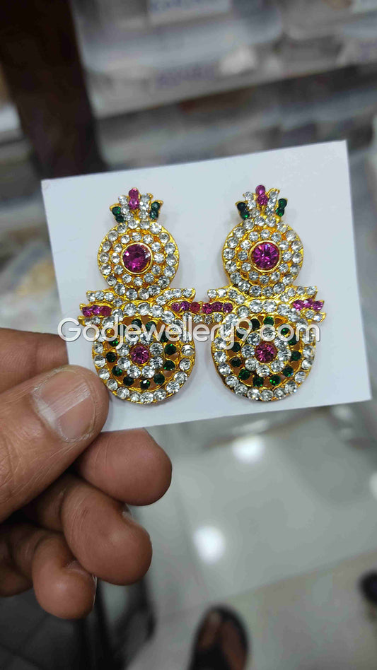 karna Pathakam Multicolor Earrings For Amman God Deity G14 Godjewellery9