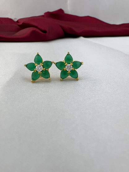 Meadow Green AD Stud Earrings – Meadow Green medium tone AD stud earrings pair highlighting Emerald-Tone meadow – front view
