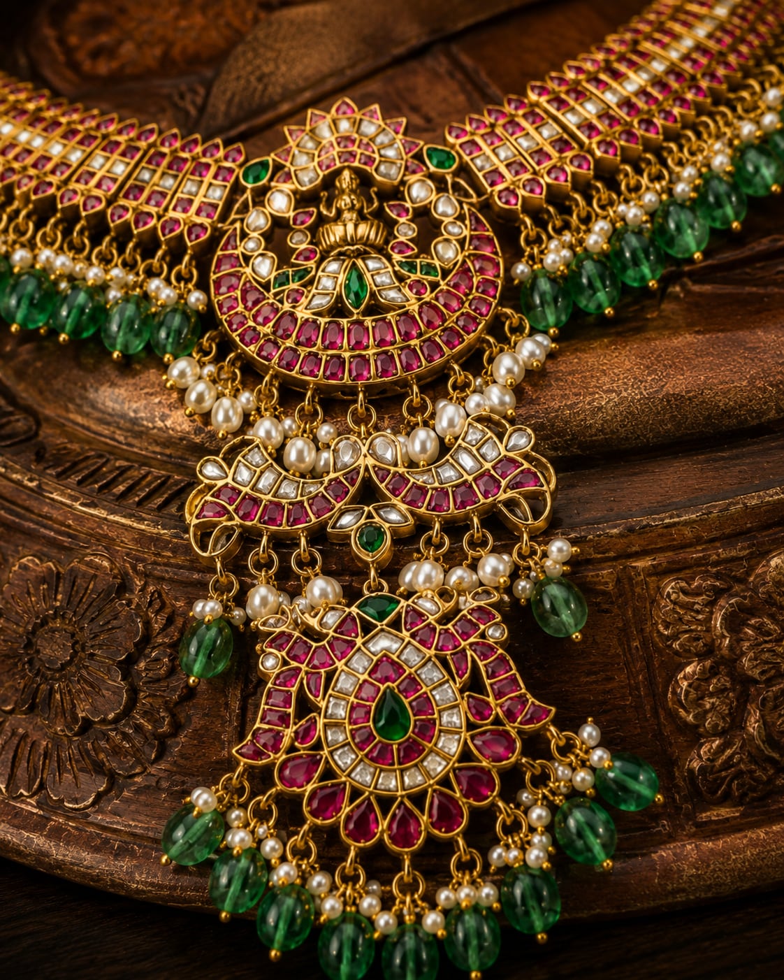 pearl-look-detail jadau kundan necklace for Indian festive necklace styling – view 5