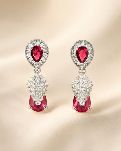 Petite Pink Silver Rhodium CZ Drop Earrings - main catalogue view – view 5